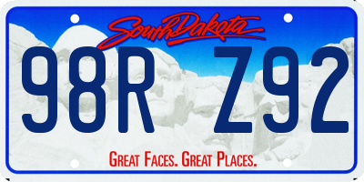 SD license plate 98RZ92
