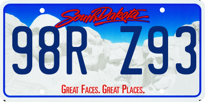 SD license plate 98RZ93