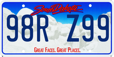 SD license plate 98RZ99