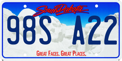 SD license plate 98SA22