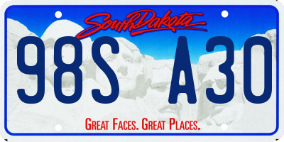 SD license plate 98SA30