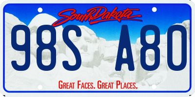 SD license plate 98SA80