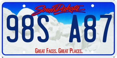 SD license plate 98SA87