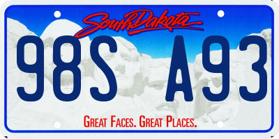 SD license plate 98SA93