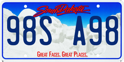 SD license plate 98SA98