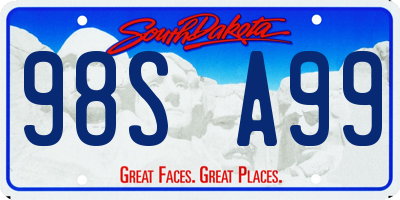 SD license plate 98SA99