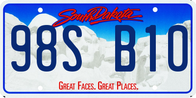 SD license plate 98SB10