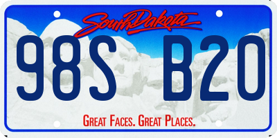 SD license plate 98SB20