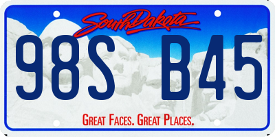 SD license plate 98SB45