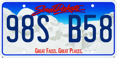 SD license plate 98SB58