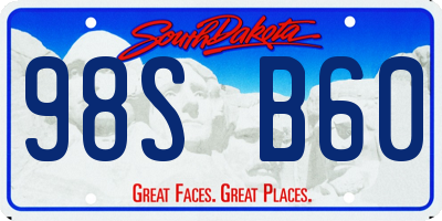 SD license plate 98SB60