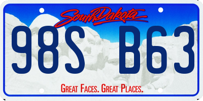 SD license plate 98SB63