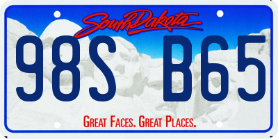 SD license plate 98SB65