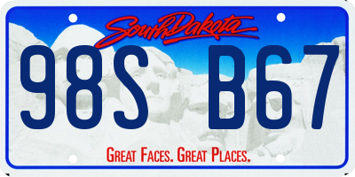 SD license plate 98SB67