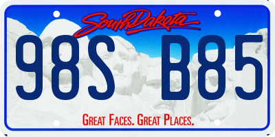 SD license plate 98SB85