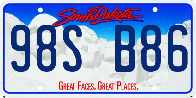 SD license plate 98SB86