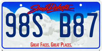 SD license plate 98SB87