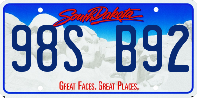 SD license plate 98SB92