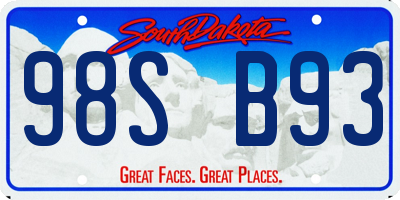 SD license plate 98SB93