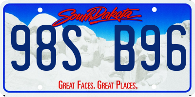 SD license plate 98SB96
