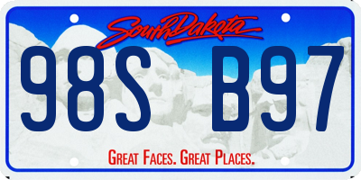 SD license plate 98SB97