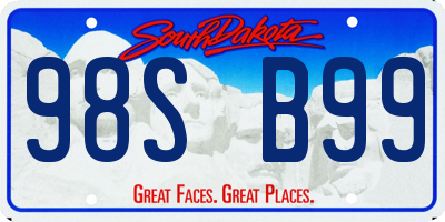 SD license plate 98SB99