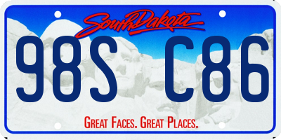 SD license plate 98SC86