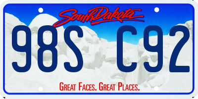 SD license plate 98SC92
