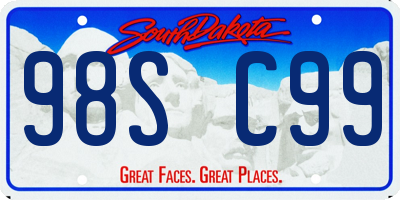 SD license plate 98SC99