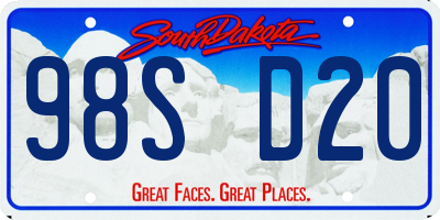 SD license plate 98SD20