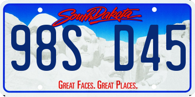 SD license plate 98SD45