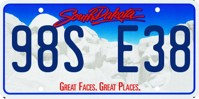 SD license plate 98SE38