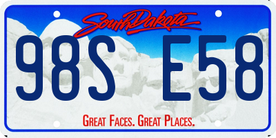 SD license plate 98SE58