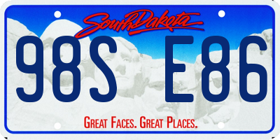 SD license plate 98SE86