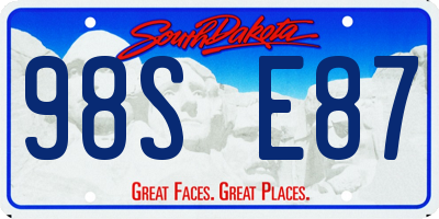 SD license plate 98SE87