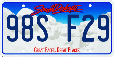 SD license plate 98SF29