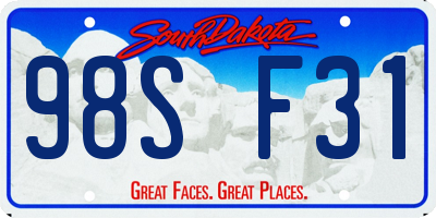 SD license plate 98SF31