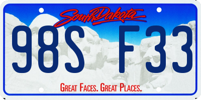 SD license plate 98SF33