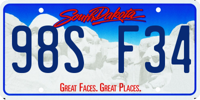 SD license plate 98SF34