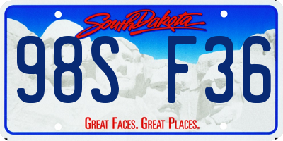 SD license plate 98SF36