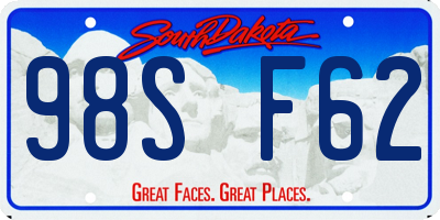 SD license plate 98SF62