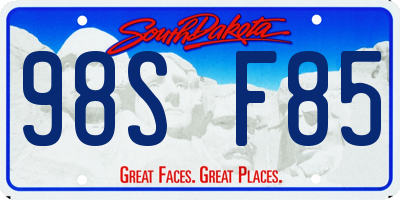 SD license plate 98SF85