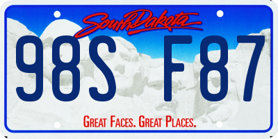SD license plate 98SF87