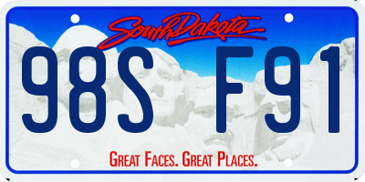 SD license plate 98SF91