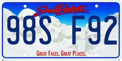 SD license plate 98SF92