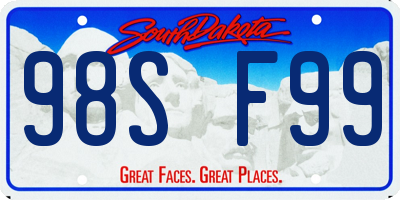 SD license plate 98SF99