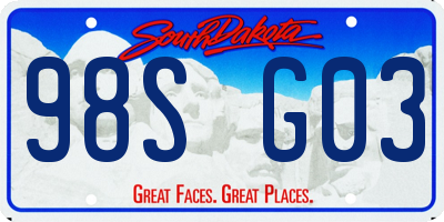 SD license plate 98SG03