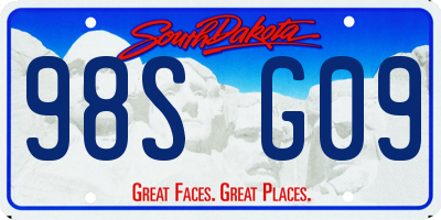 SD license plate 98SG09