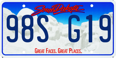 SD license plate 98SG19