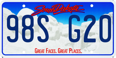 SD license plate 98SG20